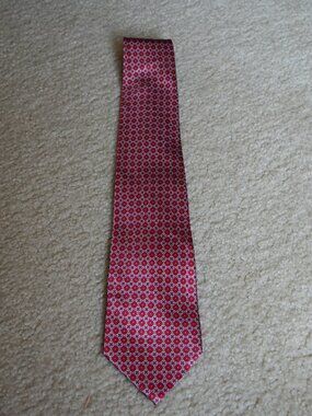 Men's Red & Blue Patterned Moda Campia 100% Silk Tie - in excellent condition